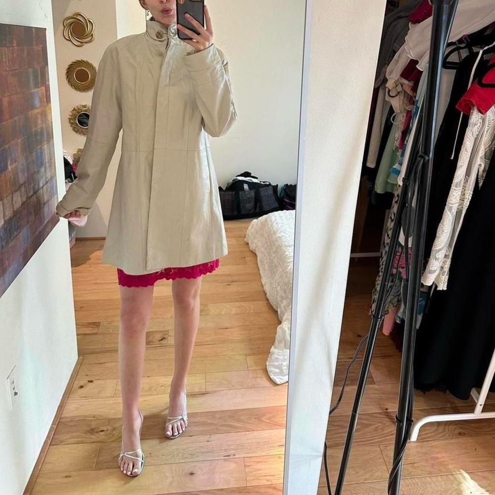 Pamela McCoy Cream Leather Jacket